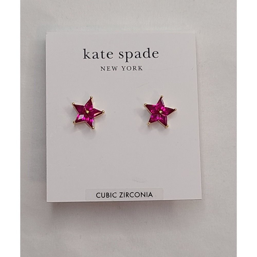 Kate Spade New York Star Stud Earrings Pink Cubic Zirconia Gold‎ Tone